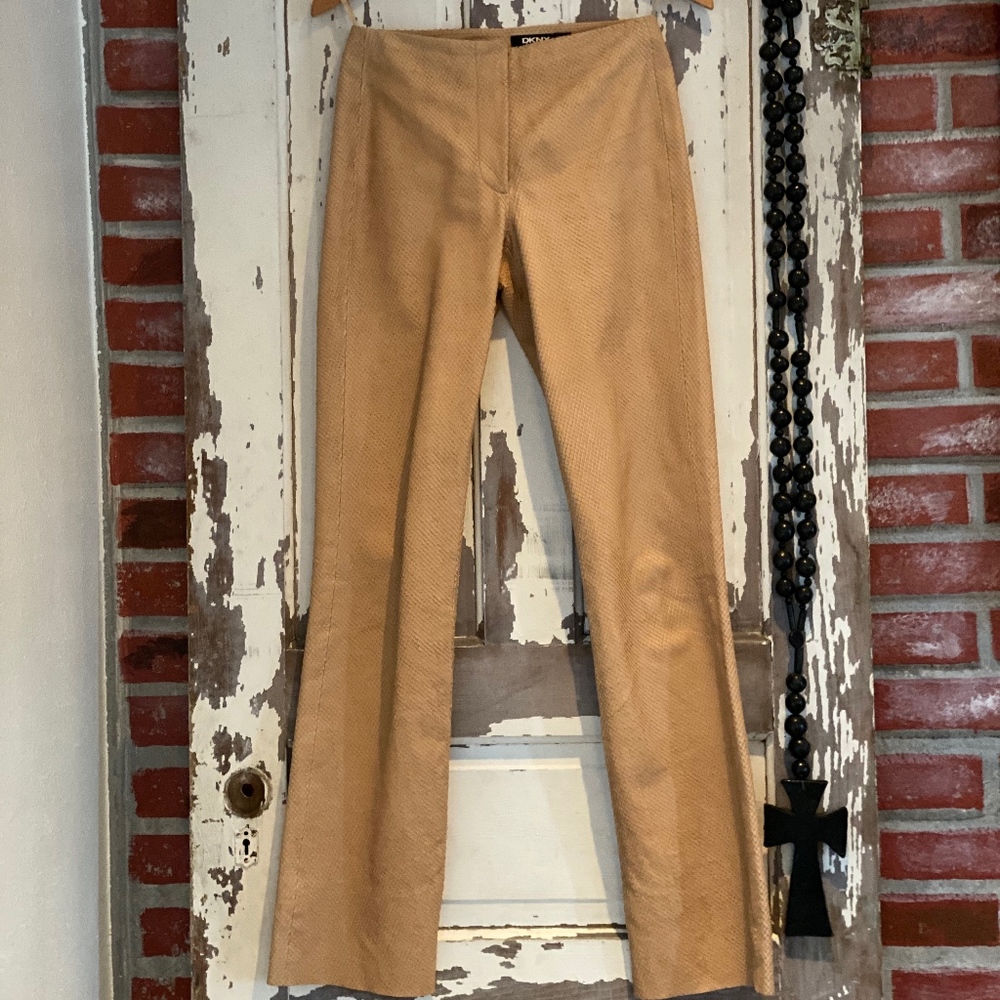 Donna Karan Leather Snake Print Pant